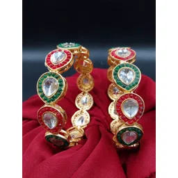 Anouk Set Of 2 Gold-Plated Kundan-Studded Wedding Bangles-image-1