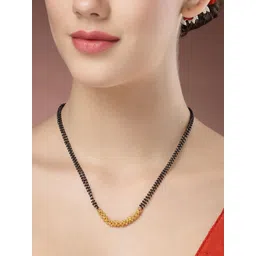 Anouk Set Of 3 Gold-Plated Cubic Zirconia Studded & Beaded Mangalsutras-picture-33