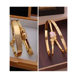 Anouk Set of 4 Gold Plated American Diamond Adjustable Bangles-picture-16