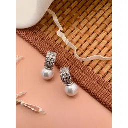 Anouk Silver-Plated Artificial Stones Studded & Pearls Beaded Spherical Shaped Studs-picture-17