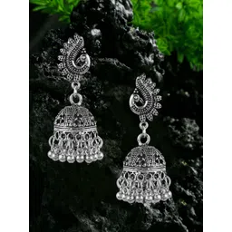 Anouk Silver Plated Dome Shaped Jhumkas-picture-11