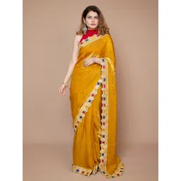 Anouk Solid Embroidered Detail Saree-image-14
