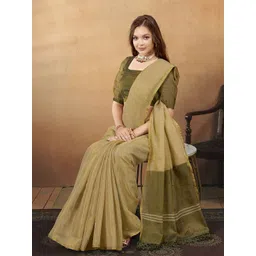 Anouk Solid Khadi Saree-image-0