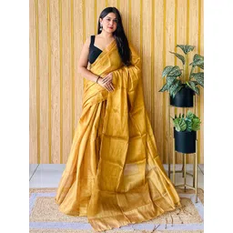 Anouk Solid Tissue Saree With Blouse Piece-image-8