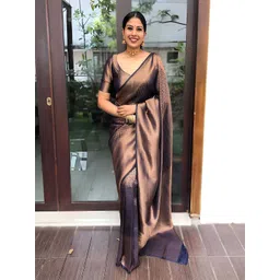 Anouk Solid Woven Design Zari  Saree-image-10