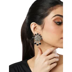 Anouk Stone Studded & Beaded Floral Studs Earrings-picture-32