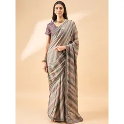 Anouk Striped Brasso Saree-picture-30