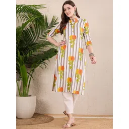 Anouk Striped Floral Printed Kurta-picture-22