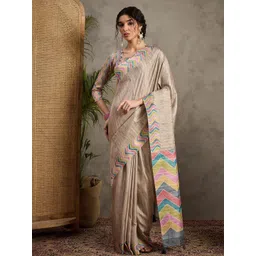 Anouk Striped Satin Fusion Tussar Saree-picture-14