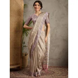 Anouk Striped Satin Tussar Saree-picture-11