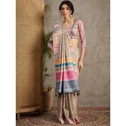 Anouk Striped Satin Tussar Saree-picture-12