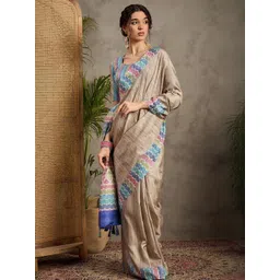 Anouk Striped Satin Tussar Saree image 3