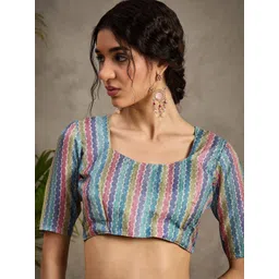 Anouk Striped Satin Tussar Saree image 5