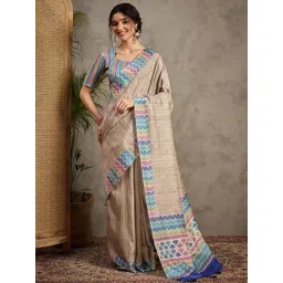 Anouk Striped Satin Tussar Saree image 1