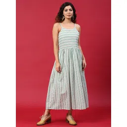 Anouk Striped Shoulder Straps Cotton A-Line Dress image 1