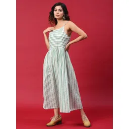 Anouk Striped Shoulder Straps Cotton A-Line Dress image 5