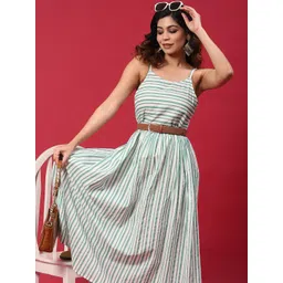 Anouk Striped Shoulder Straps Cotton A-Line Dress image 4