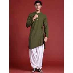 Anouk Tyohaar Collection Pure Cotton Pleated Asymmetric Kurta-picture-10