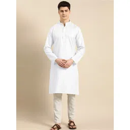 Anouk White Band Collar Regular Cotton Straight Kurta-picture-28