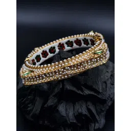 Anouk White Gold Plated Pearl Studded Ethnic Rajasthani Bangles-picture-18