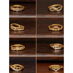 Anouk Women 8 Pcs White & Gold-Plated American Diamond Stone Brass Adjustable Finger Rings-picture-24