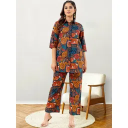 Anouk Women Abstract Printed Pure Cotton Shirt & Trousers co-Ord Set-picture-19