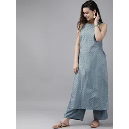 Anouk Women Blue & Gold-Toned Printed Kurta with Palazzos-picture-39