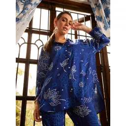 Anouk Women Blue Bandhani Printed Kurti with Trousers-picture-27