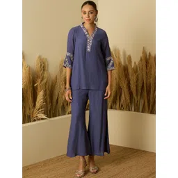 Anouk Women Blue Embroidered Co-Ord Set-picture-30