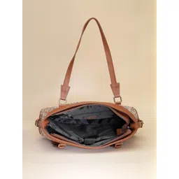 Anouk Women Brown Floral Printed PU Structured Tote Bag image 4