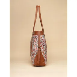 Anouk Women Brown Floral Printed PU Structured Tote Bag image 3