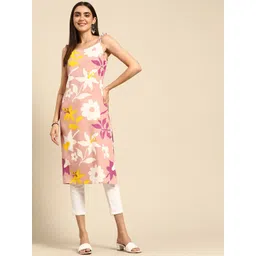 Anouk Women Dusty Pink & Purple Floral Printed Kurta-picture-26