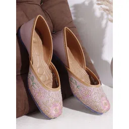 Anouk Women Embellished Synthetic Ethnic Round Toe Embroidered Mojaris Flats-picture-12