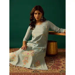 anouk Women Embroidered Chanderi Straight Kurta-picture-10