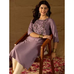 Anouk Women Embroidered Thread Work Indie Florals Kurta-picture-21