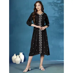 Anouk Women Embroidered V-Neck Ethnic Dresses-picture-38