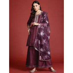 Anouk Women Embroidered Zari Kurta with Sharara & Dupatta-picture-36