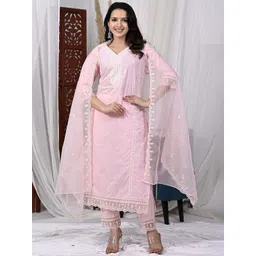 Anouk Women Ethnic Motifs Embroidered Cotton Kurta with Trouser & Dupatta-picture-32