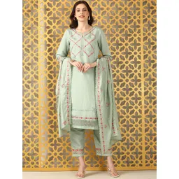 Anouk Women Ethnic Motifs Embroidered Kurta with Trousers & Dupatta-picture-34