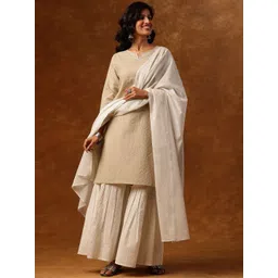 Anouk Women Ethnic Motifs Embroidered Mirror Work Kurta with Sharara & With Dupatta-picture-33