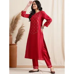 Anouk Women Ethnic Motifs Embroidered Regular Kurta with Trousers-image-43