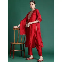 Anouk Women Ethnic Motifs Embroidered Regular Liva Kurta with Trousers & With Dupatta-picture-37