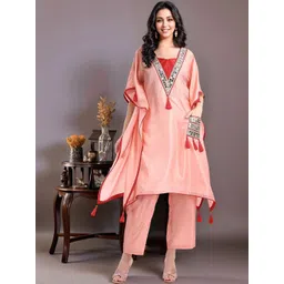 Anouk Women Ethnic Motifs Embroidered Regular Mirror Work Kurta with Trousers-image-42