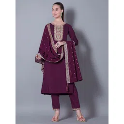 Anouk Women Ethnic Motifs Embroidered Regular Sequinned Kurta with Trousers & Dupatta-image-11