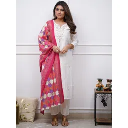 Anouk Women Ethnic Motifs Embroidered Regular Sequinned Kurta with Trousers & With Dupatta-image-49