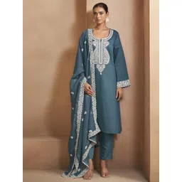 Anouk Women Ethnic Motifs Embroidered Regular Thread Work Kurta Sets & With Dupatta-image-34
