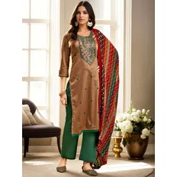 Anouk Women Ethnic Motifs Embroidered Regular Thread Work Kurta with Palazzos & With Dupatta-image-44