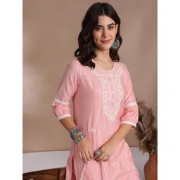 Anouk Women Ethnic Motifs Embroidered Regular Thread Work Kurta with Trousers-image-6