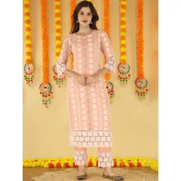 Anouk Women Ethnic Motifs Embroidered Regular Thread Work Kurta with Trousers-image-21