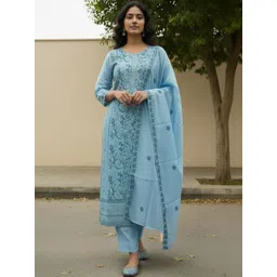 Anouk Women Ethnic Motifs Embroidered Regular Thread Work Kurta with Trousers & With Dupatta-picture-20